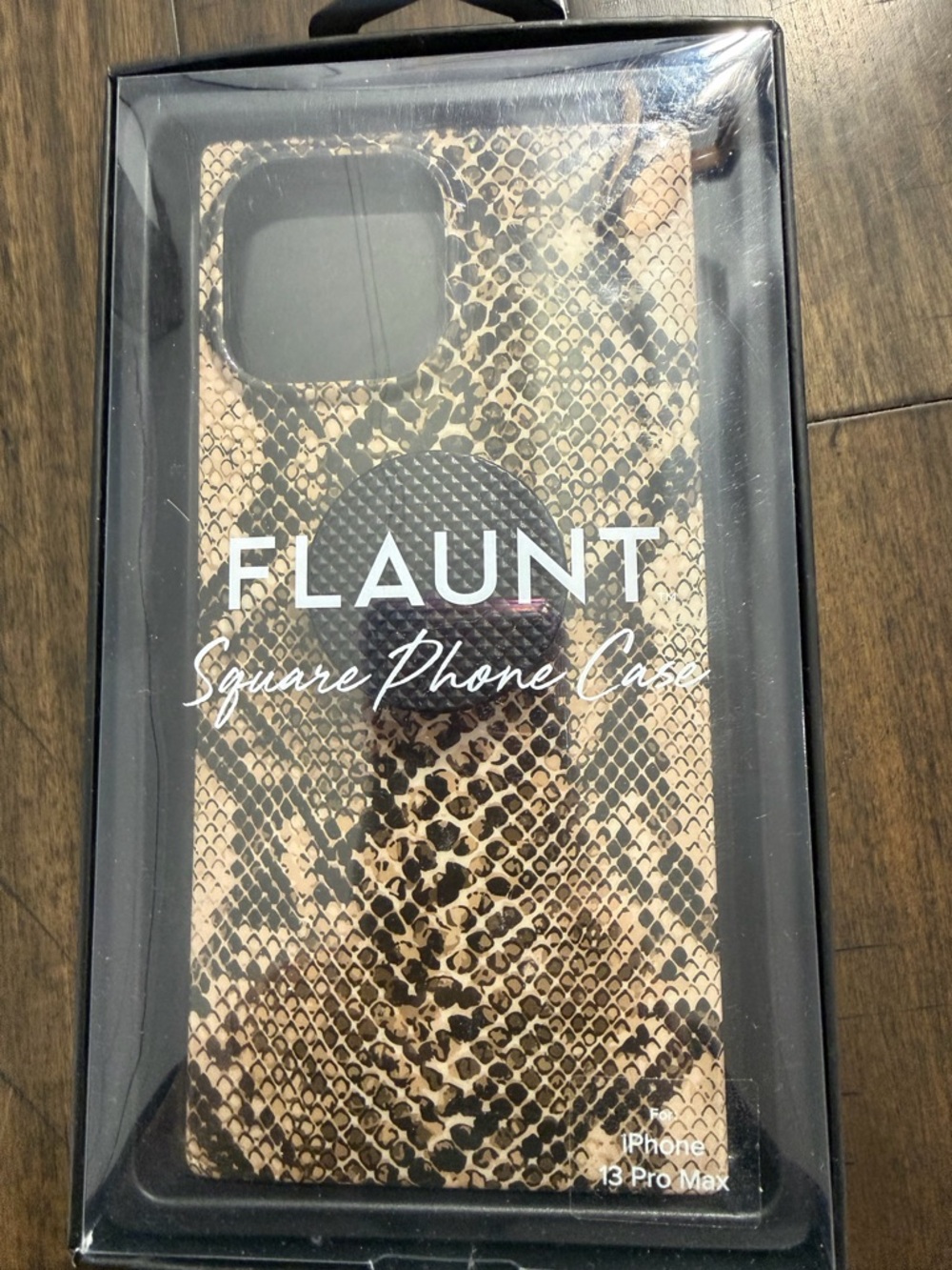 Flaunt Snake Print Square Phone Case - Brown iPhone pro 13